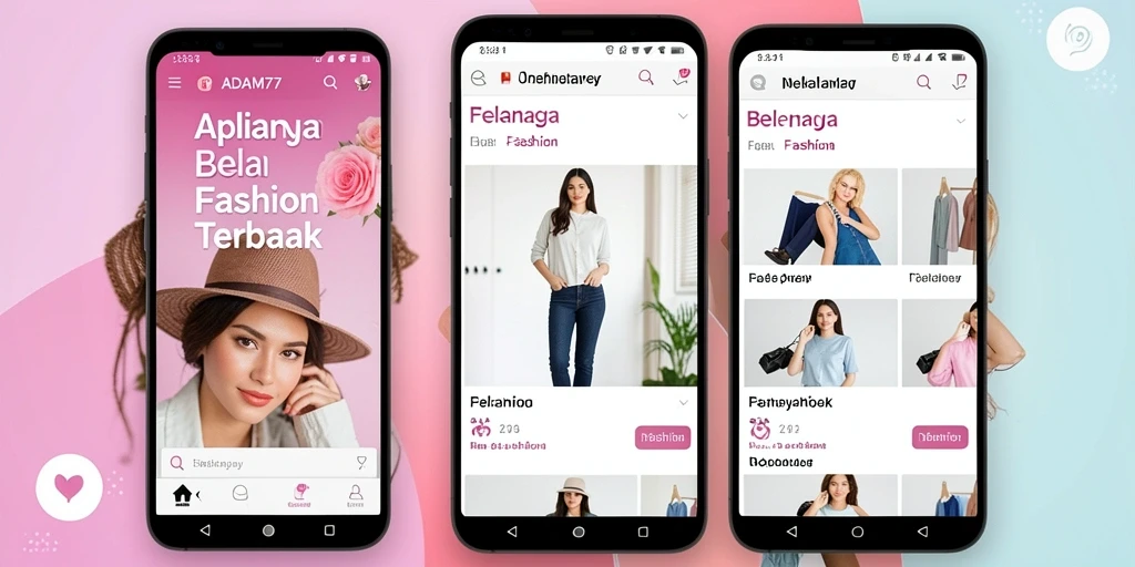 Antarmuka pengguna ADAM77 yang menarik dan mudah dinavigasi untuk belanja fashion.