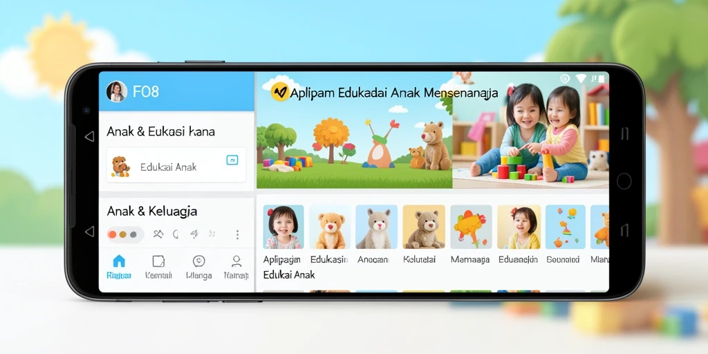 Antarmuka aplikasi FO8 yang ramah anak dan edukatif.