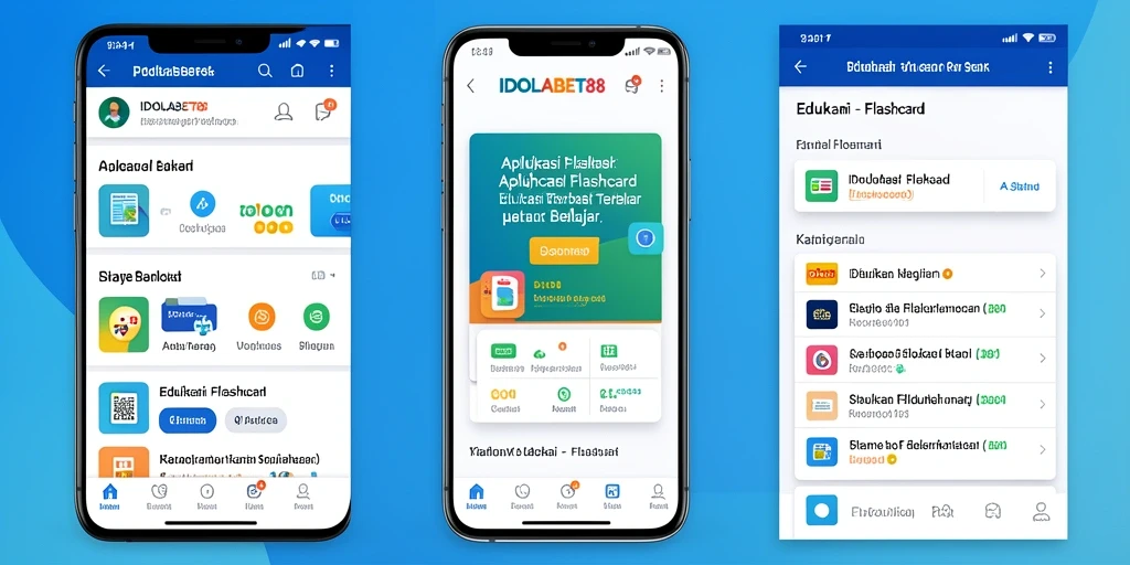 Tampilan antarmuka aplikasi Flashcard IDOLABET88 yang sederhana dan menarik.