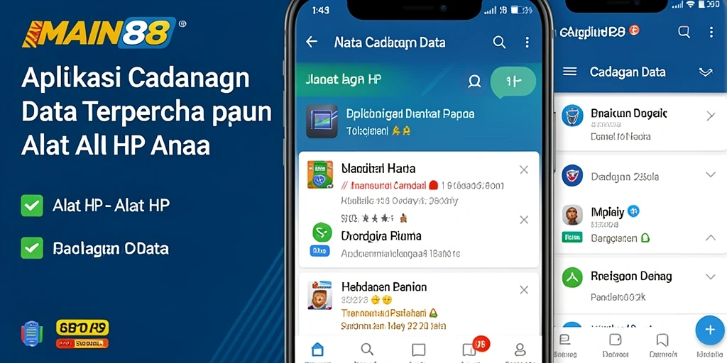 Tampilan antarmuka utama aplikasi Cadangan Data MAIN88.