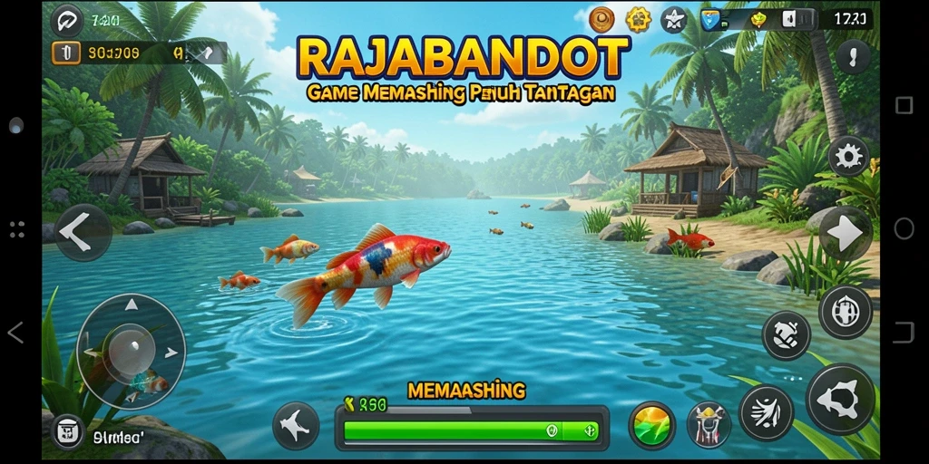 Tampilan antarmuka game memancing RAJABANDOT yang menarik dan interaktif.