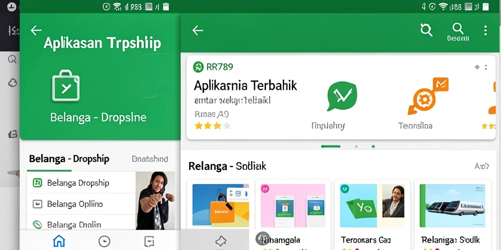 Tampilan antarmuka utama aplikasi RR789 untuk dropship.